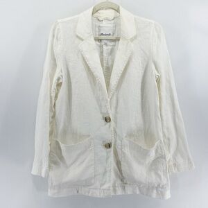 Madewell White 100% Linen Dorset Blazer Single Breasted Oversized Small